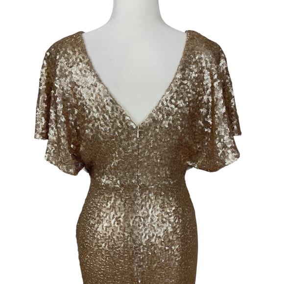 Revelry Gwen Sequin Gown Dress Shimmer Gold Size 10 Bridesmaid Timeless Elegant - Picture 8 of 16